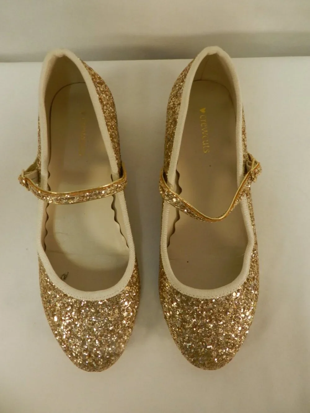 Crewcuts Glitter Gold & Silver Mary Jane shoes J. Crew Girls Occasion Size Sz 5